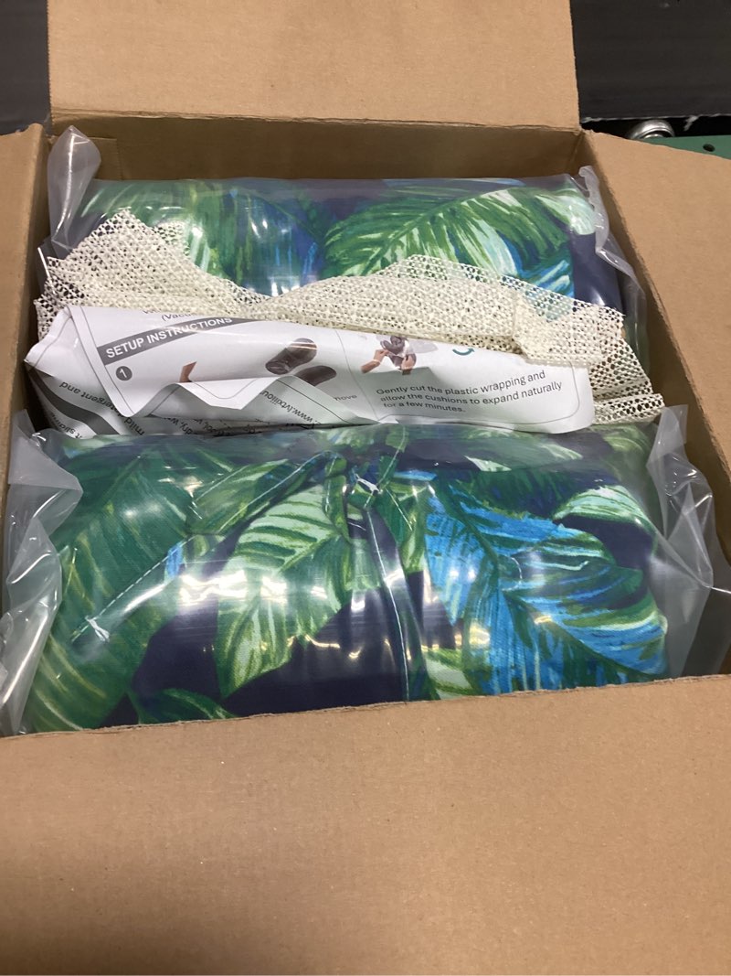 Condition photo showing New/Like New for lvtxiii outdoor seat cushions seasonal tufted chair cushions, patio chair pads for dining chairs, office armchairs and garden furniture decoration (round back, 19”x19”x4”, hanalei lagoon, 2 pack) 19x19x4 ( round back ) hanalei lagoon