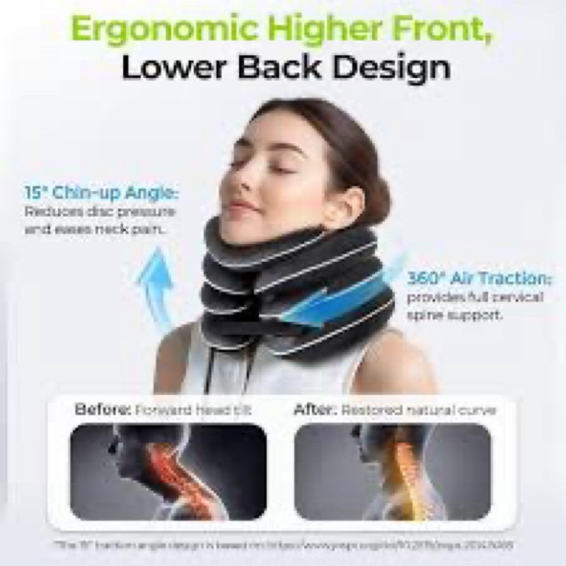 AUVON Inflatable Neck Stretcher for Cervical Traction, Cervical Stretcher with 3-Layer Design in Var
