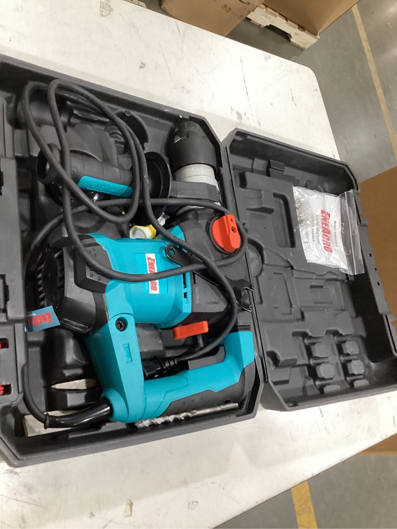 Condition photo showing Good Condition for eneacro 1-1/4 inch sds-plus 12.5 amp heavy duty rotary hammer drill | safety clutch, 3 functions, vibration control, includes grease, chisels, drill bits & case