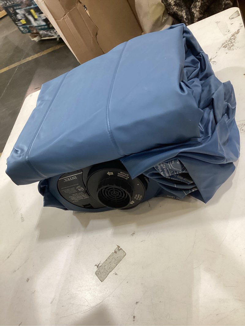 Condition photo showing As Is for intex elevated 18" pillow rest queen air mattress with internal pump - off-white/blue