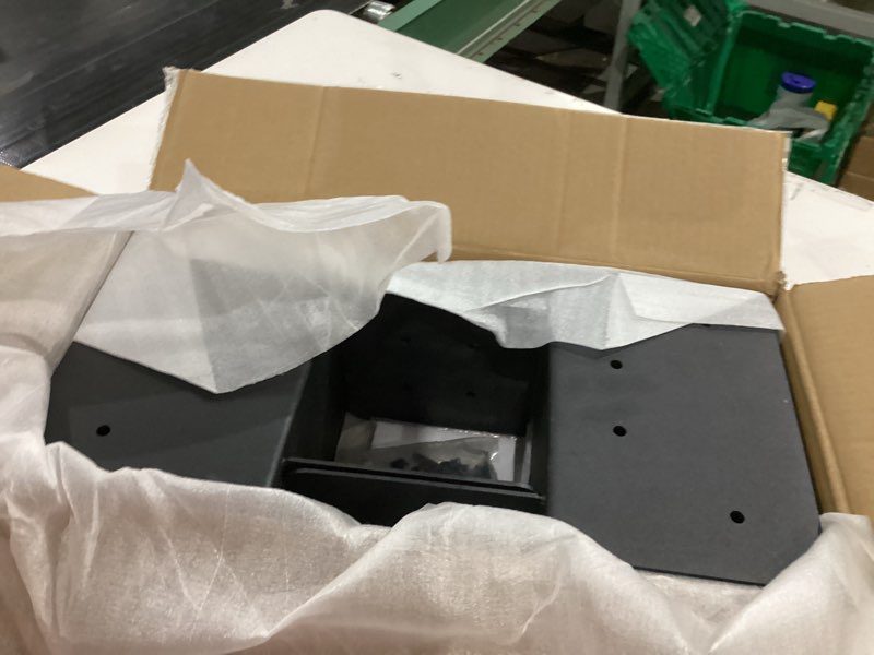 Condition photo showing As Is for 2 pcs metal 6×6 post base, inner size 5.6"x5.6" heavy duty post bracket with anti-corrosive partition, powder-coated post anchor for pavilion deck railing support deck base plate 6 x 6 (2 pcs) black