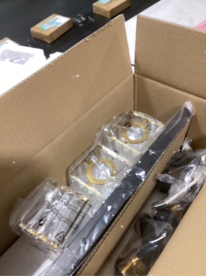 Condition photo showing New/Like New for Modern Crystal Bathroom Vanity Light 3-Light Brass Wall Light Fixtures Over Mirror Black and Gold Vanity Lighting for Bathroom Square Shade Brass Wall Sconce Black Gold-Square Shade 3-Light