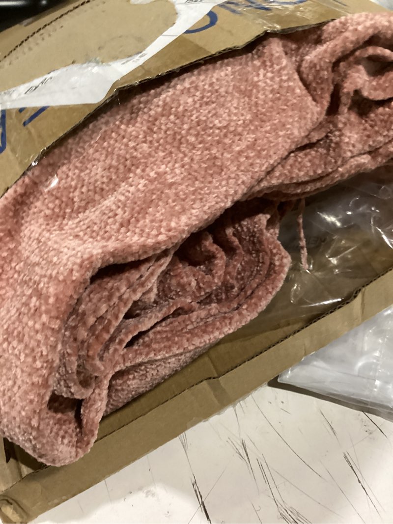 Condition photo showing Good Condition for long create chenille throw blanket for couch 50"x 60", soft cozy throws with fringe tassel for bed sofa chair cover, lightweight knitted decorative boho blankets for living room, mauve mauve 50x60 inch