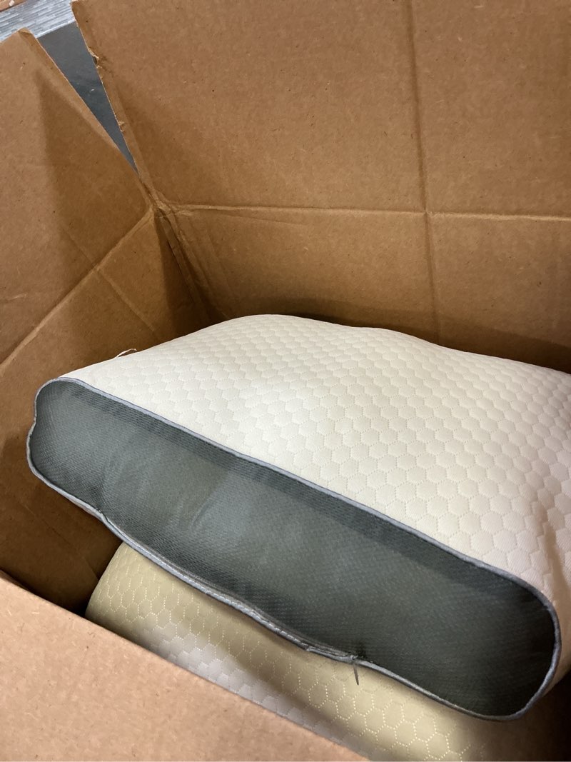Condition photo showing Good Condition for knitted massage pillow - high elasticity memory foam, ergonomic contoured design for comfort support & pressure relief (ideal for side, back & stomach sleepers) (medium size)