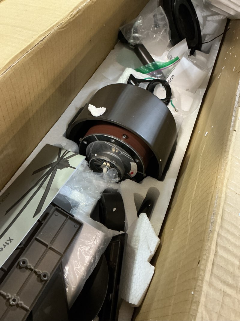 Condition photo showing As Is for minka-aire f896-84-orb xtreme h2o 84 inch outdoor ceiling fan with dc motor, oil rubbed bronze