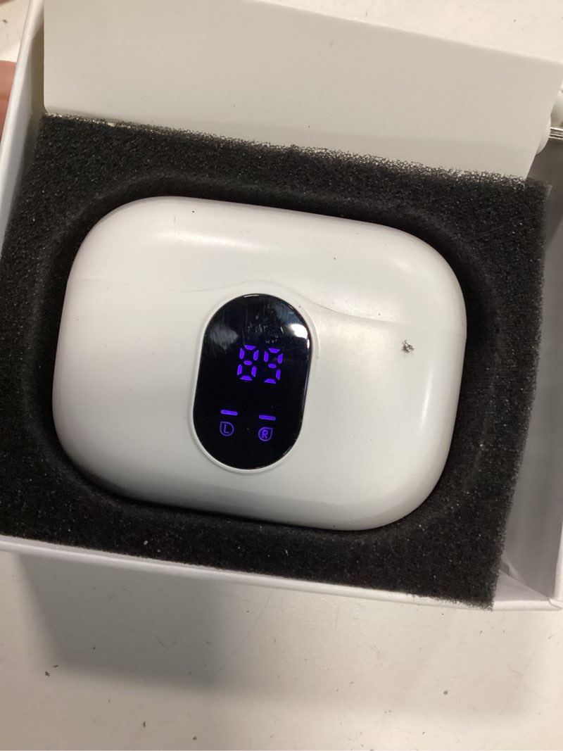 Condition photo showing Good Condition for wireless earbuds, bluetooth 5.4 headphones bass stereo, ear buds with noise cancelling mic, led display in ear earphones clear calls, ip7 waterproof bluetooth earbuds for phones/sports/laptop, white
