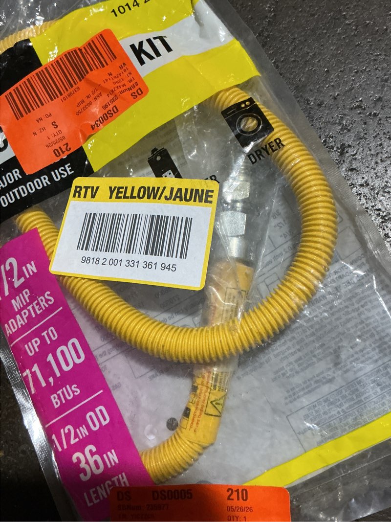 Condition photo showing Good Condition for everbilt 1/2 in. mip x 1/2 in. mip x 36 in. gas connector (1/2 in. od) (71,100 btu)