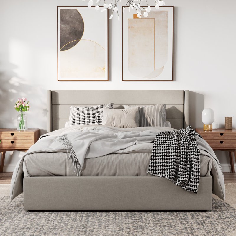 ((incomplete))Braya Hydraulic Lift Up Storage Upholstered Platform Bed