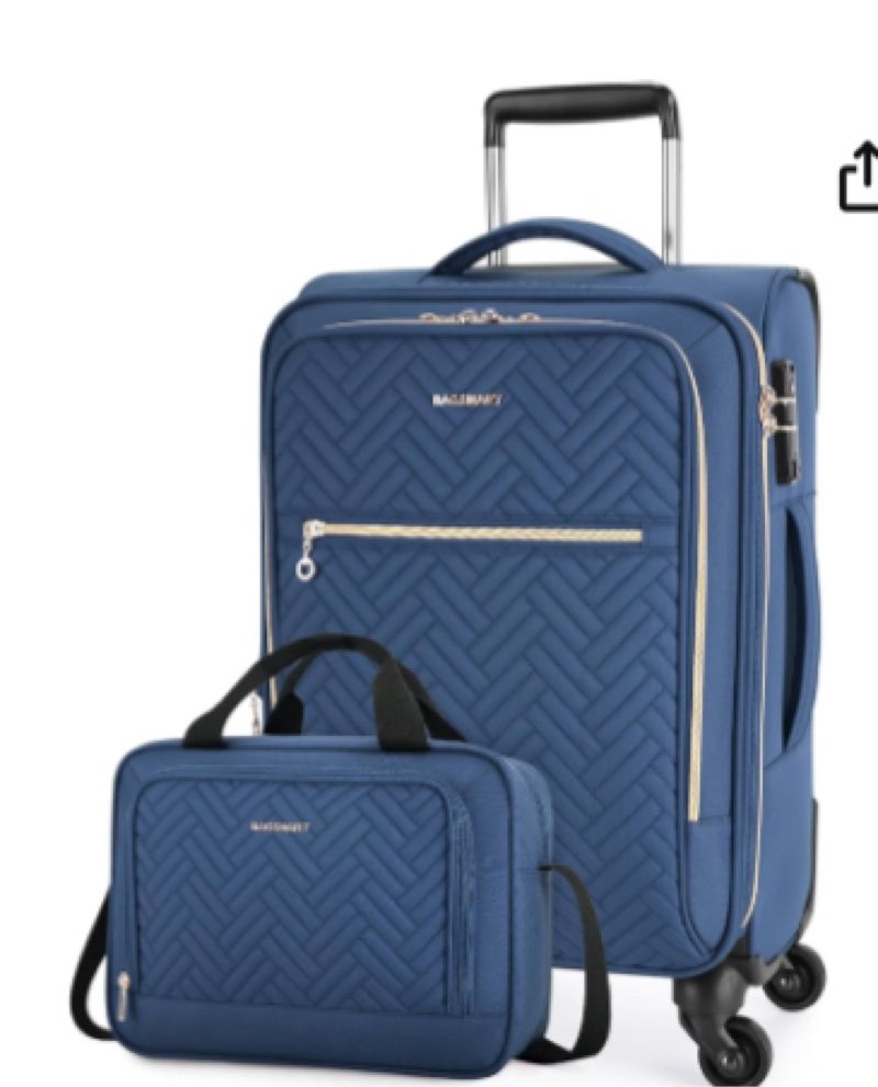 bagsmart carry on luggage 20 inch,softside expandable suitcase with spinner wheels, luggage 22x14x9 airline approved rolling lightweight suitcases for women men,black carry-on (blue)