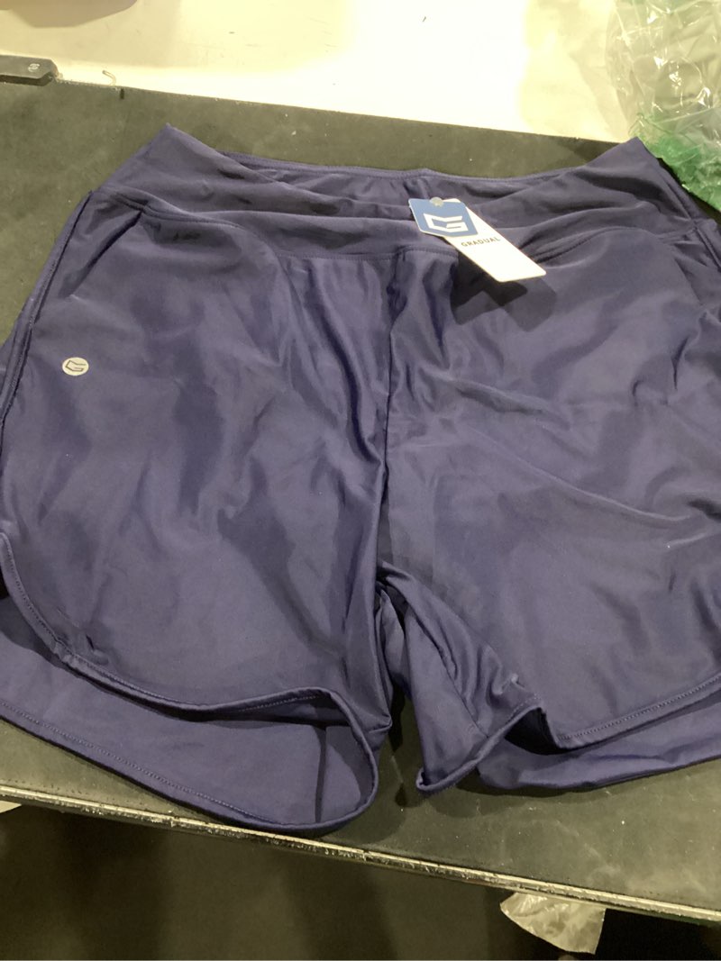 Condition photo showing New/Like New for (large) g gradual women's 5\" swim board shorts high waisted quick dry swimming bathing suit bottoms for women with liner pockets navy large