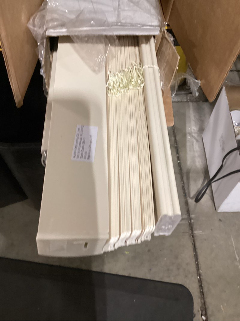 Condition photo showing Good Condition for Cordless Light Filtering Mini Blind - 30 Inch Width, 64 Inch Length, 1" Slat Size - Alabaster - Cordless GII Morningstar Horizontal Windows Blinds for Interior by Achim Home Decor 30"W x 64"H Alabaster