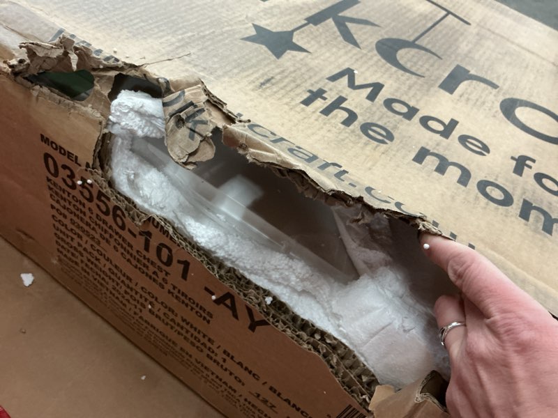 Condition photo showing New/Like New for Storkcraft Kenton 6 Drawer Double Dresser (White) For Kids Bedroom, Nursery Dresser Organizer, Chest Of Drawers For Bedroom, Universal Design For Children’s Bedroom White 6 Drawer Chest