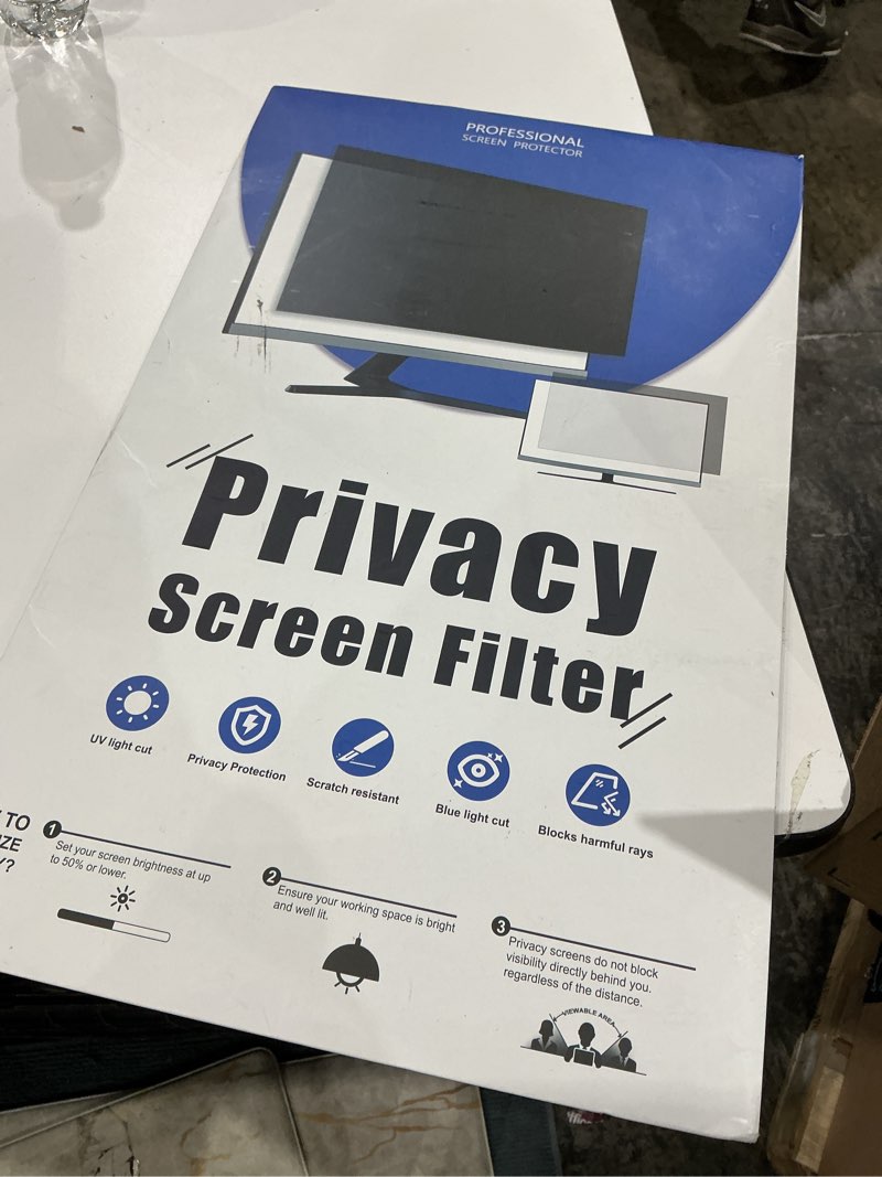 Condition photo showing Good Condition for [2-pack] 24 inch privacy screen for computer monitor 16:9 aspect ratio, eye protection anti blue light glare shield, 24inch removable black blackout anti spy desktop security private filter