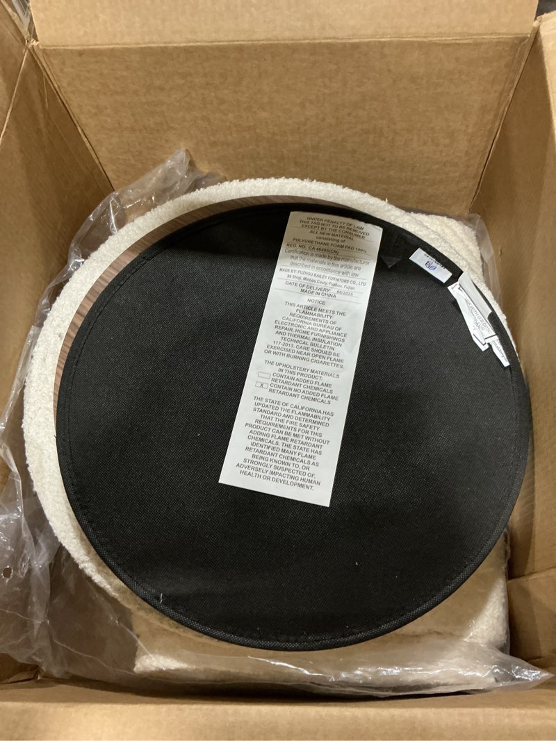 Condition photo showing Good Condition for b fsobeiialeo ottoman with stroage, boucle round storage ottoman with tray, foot rest stool for dorm room, living room white, 16.93"x16.93"x17.72" 16.93x16.93x17.72 inches white