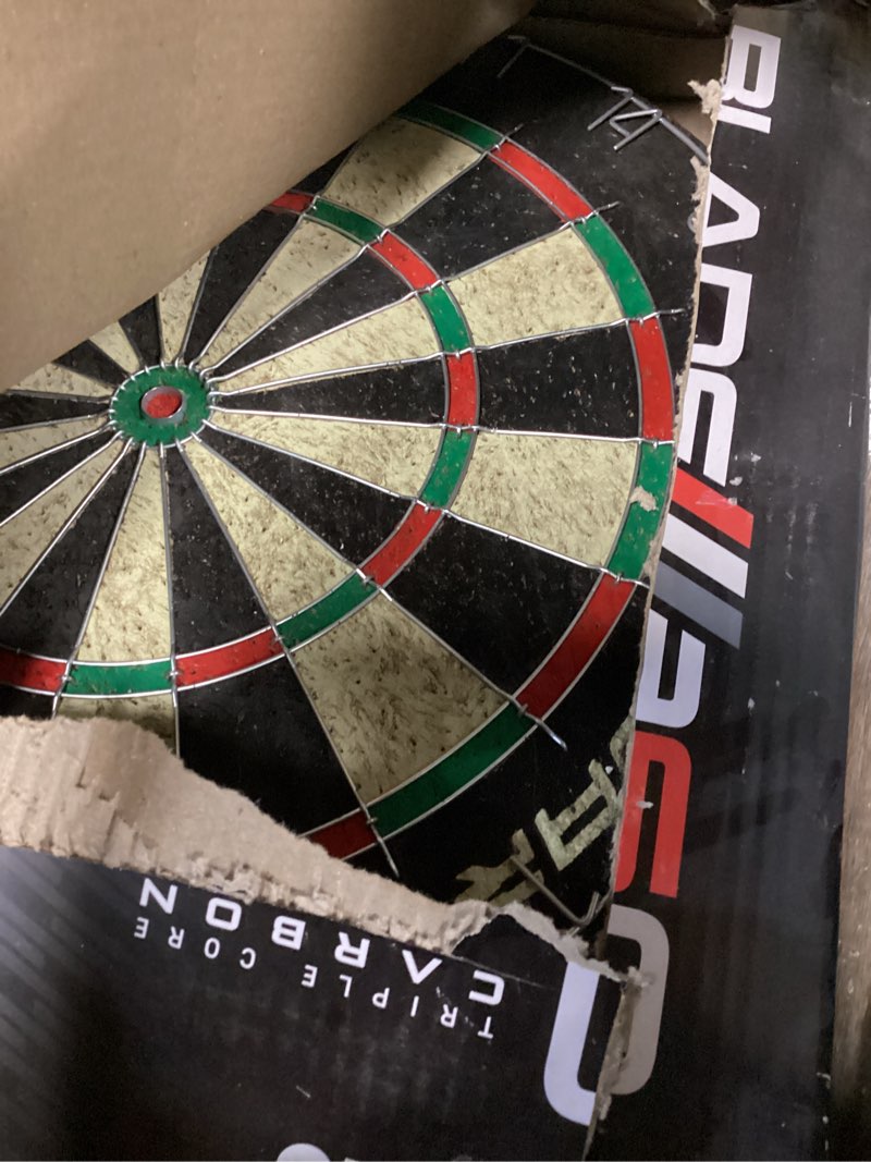 Condition photo showing As Is for winmau blade 6 triple core & blade 360 series dartboards - professional pdc tournament dart board, ultra-thin wire system, high-density sisal construction
