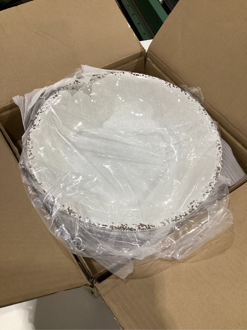 Condition photo showing Good Condition for Melamine Large Serving Bowls Set of 2, 13.75" and 130 OZ Farmhouse BPA Free Salad, Pasta and Mixing Serving Bowls, Large Bowls Set for Serving Food, Durable and Dishwasher Safe, Ivory Ivory 13.75 inches