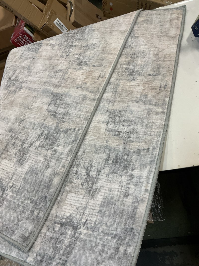 Condition photo showing Good Condition for (2pcs) IOHOUZE Small Abstract Area Rug 2x3 Ft Entryway Rugs Washable Door Mat Indoor Entrance, Rubber Backed Throw Rugs, Printed Faux Wool Non Slip Floor Carpet for Foyer Front Door Sink, Grey Beige 2' x 3' (Rectangular) Ash Grey/Beige