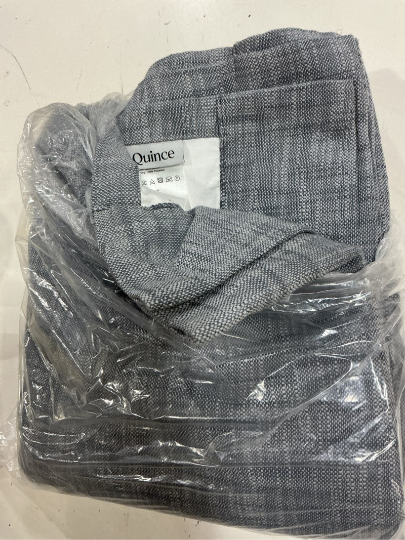 Condition photo showing Good Condition for quince textured cotton room darkening curtain single panel 48”x84” blue