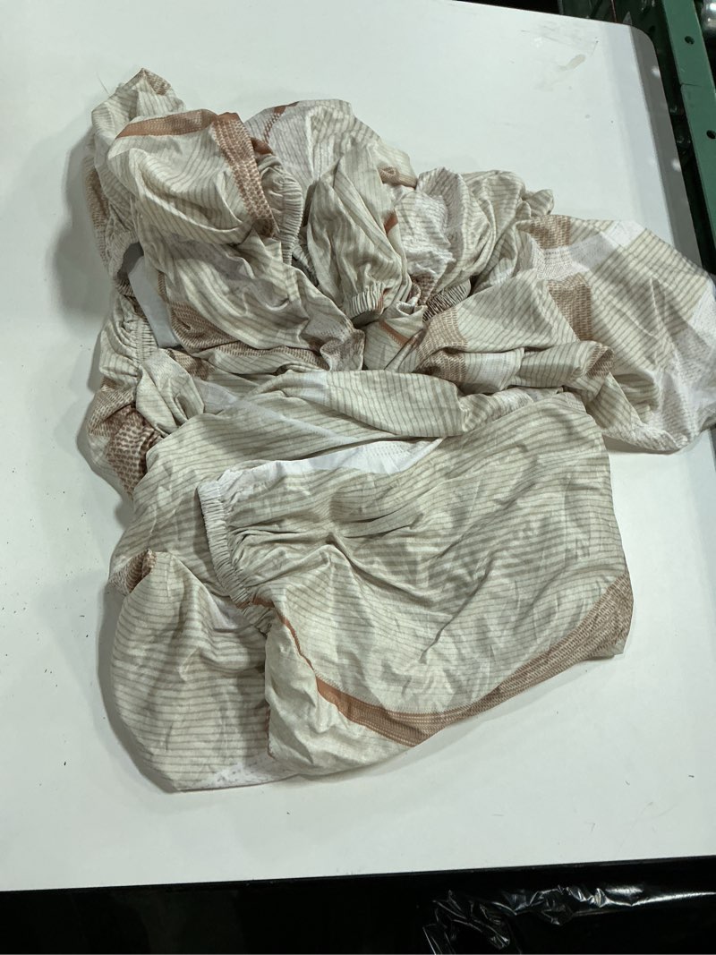 Condition photo showing As Is for rv dinette cushion covers,printing stretchable camper cushion cover,rv cushion slipcover,rv couch cover replacement for rv camper car bench,2 backrest covers and 2 bench covers (coffee colored lines) print 11 print pattern
