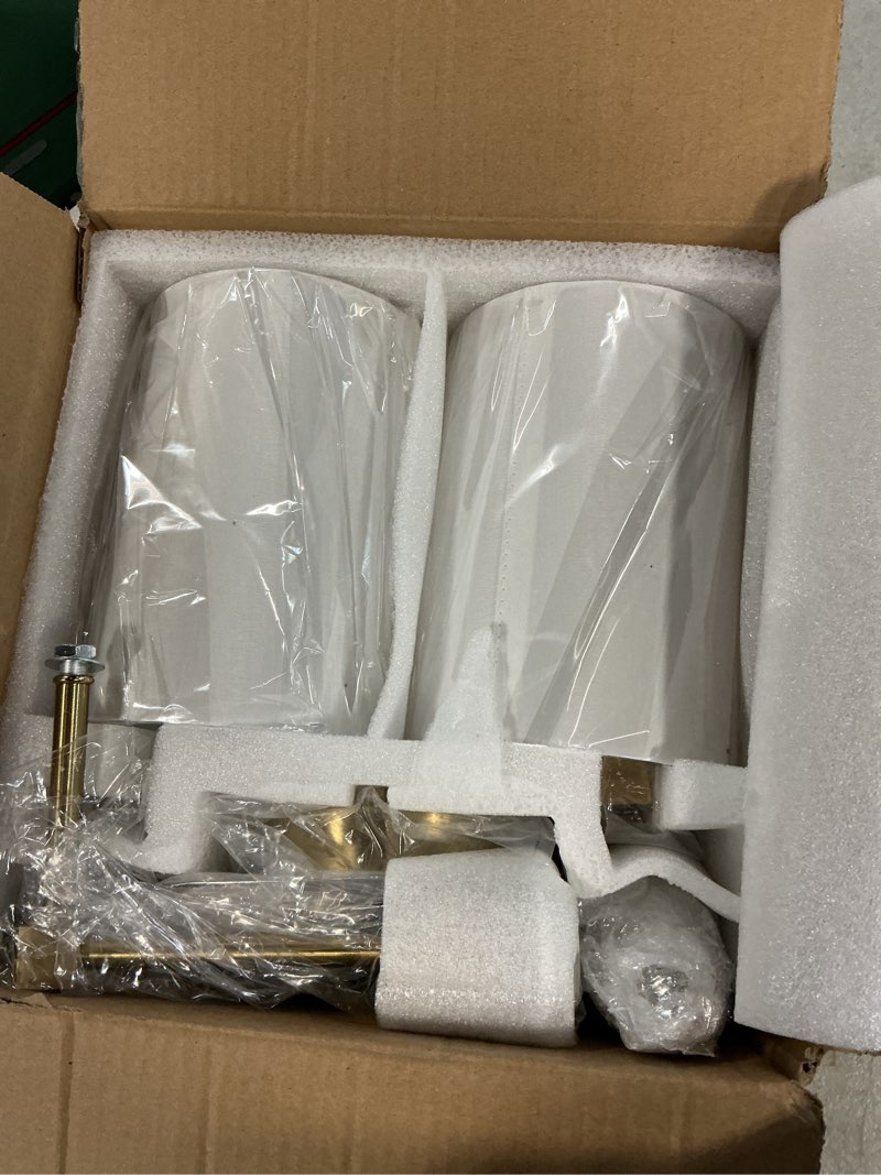 Condition photo showing New/Like New for battery operated wall sconces set of two,wireless rechargeable wall light with remote control, dimmable, 1800k/3000k/4000k/6000k/rgb, timer, for living room, bedroom, fireplace, tv, 23.6 inch, gold brass 23.6 inch