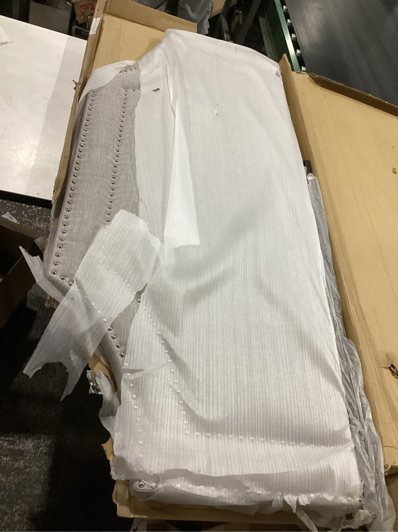 Condition photo showing New/Like New for baxton studio queen avignon modern fabric upholstered headboard light beige: wood composite frame, polyester fill