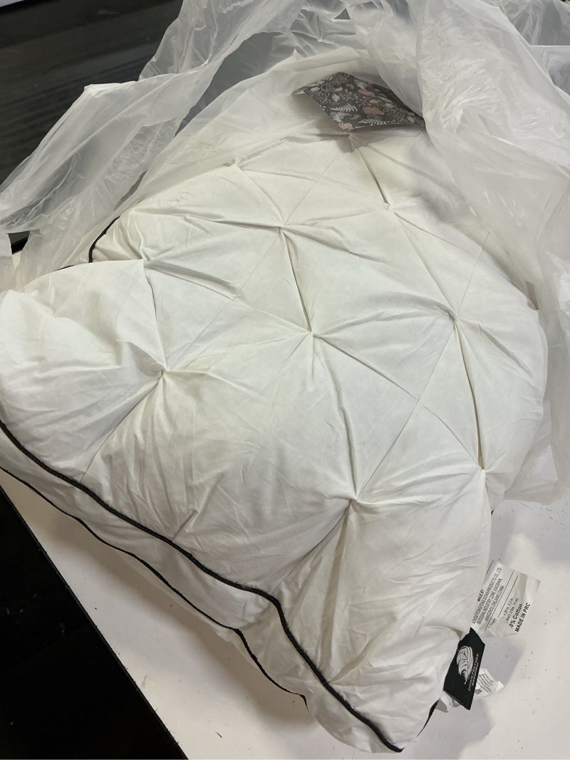 Condition photo showing As Is for premium hybrid goose feather down pillows queen size with 100% organic cotton cover, hotel collection bed pillows for sleeping, white fluffy soft gusseted pillows (18"x28"+2"gusset, pack of 1) white queen (pack of 1)