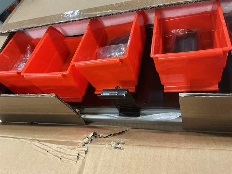 Condition photo showing As Is for TORACK 69PCS Metal Pegboard with Accessoreis for Garage Wall, Tool Organizer Pegboard with Hooks, Wall Mounted Bins/Shelf, Tool Storage Peg Board for Wall(Grey) Gray