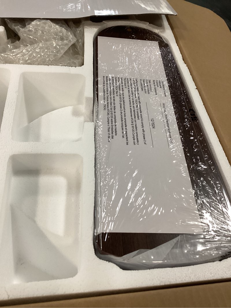 Condition photo showing New/Like New for harbor breeze centreville 42-in brushed nickel with nutmeg/cocoa blades led indoor flush mount ceiling fan with light (5-blade)