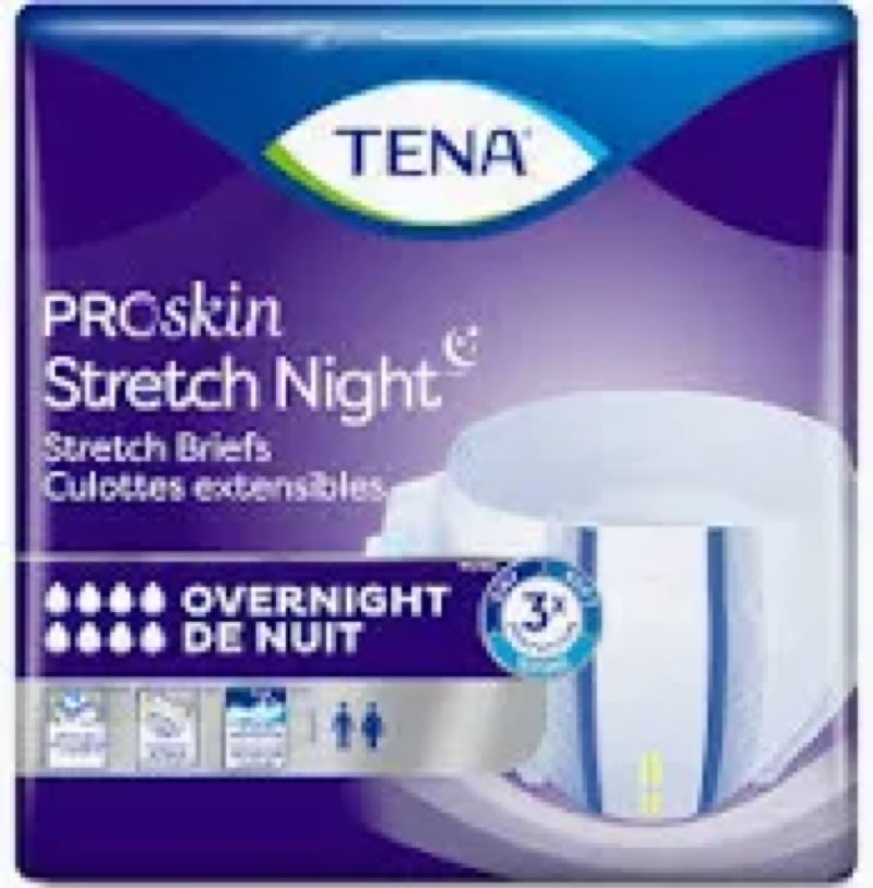 TENA ProSkin Adult Incontinence Briefs, Overnight Absorbency, Stretch Fit, Disposable, Unisex, Large