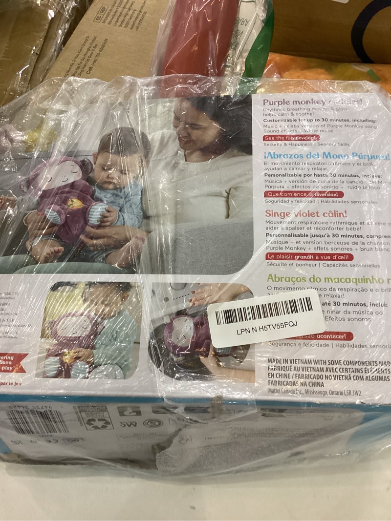 Condition photo showing New/Like New for Fisher-Price Baby Toy Soothe ‘n Snuggle Purple Monkey Plush Portable Sound Machine with Breathing Motion & Lights for Newborns Ages 0+ Months