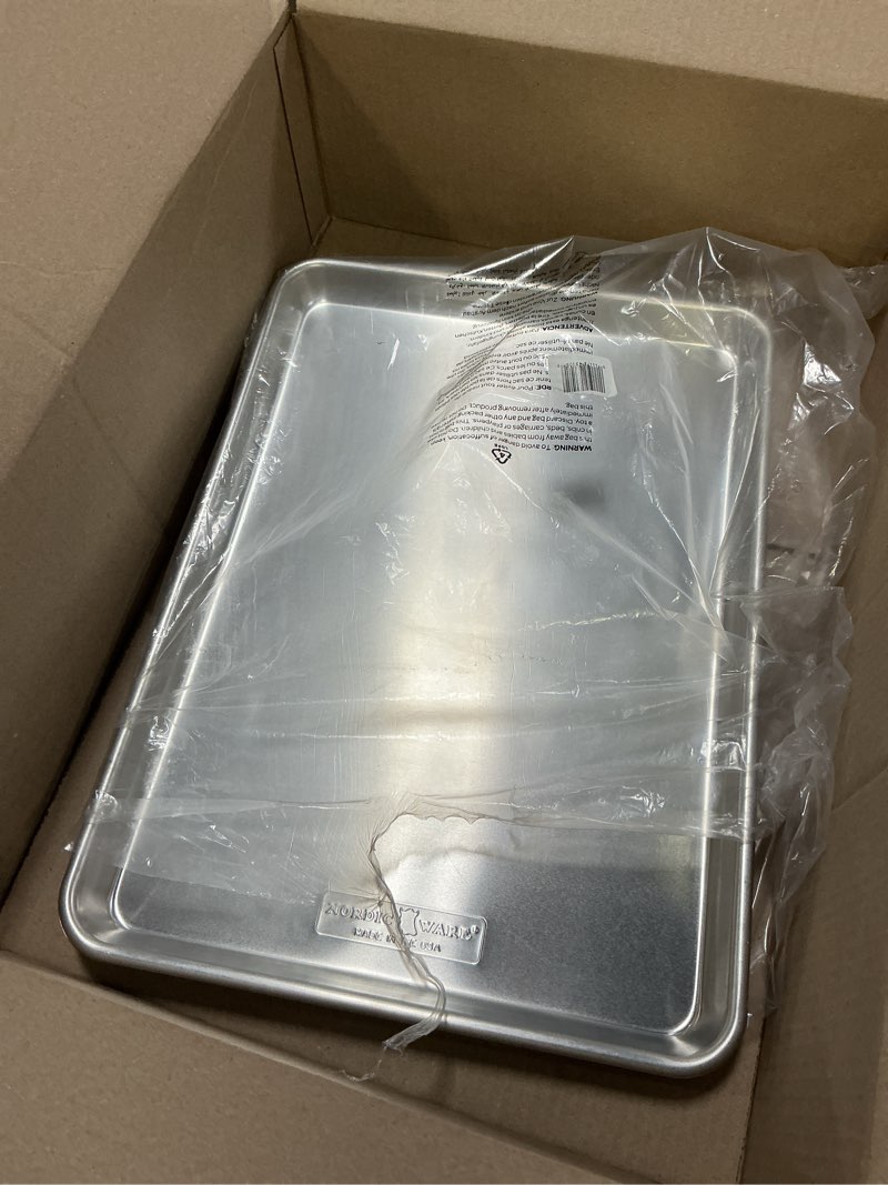Condition photo showing Good Condition for (Incomplete)Nordic Ware Naturals Half Sheet - USA Made Aluminum Commercial Quality Sheet Pan for Baking or Roasting, Encapsulated Galvanized Steel Rim Prevents Warping, 2-Pack 2pk Half Sheet