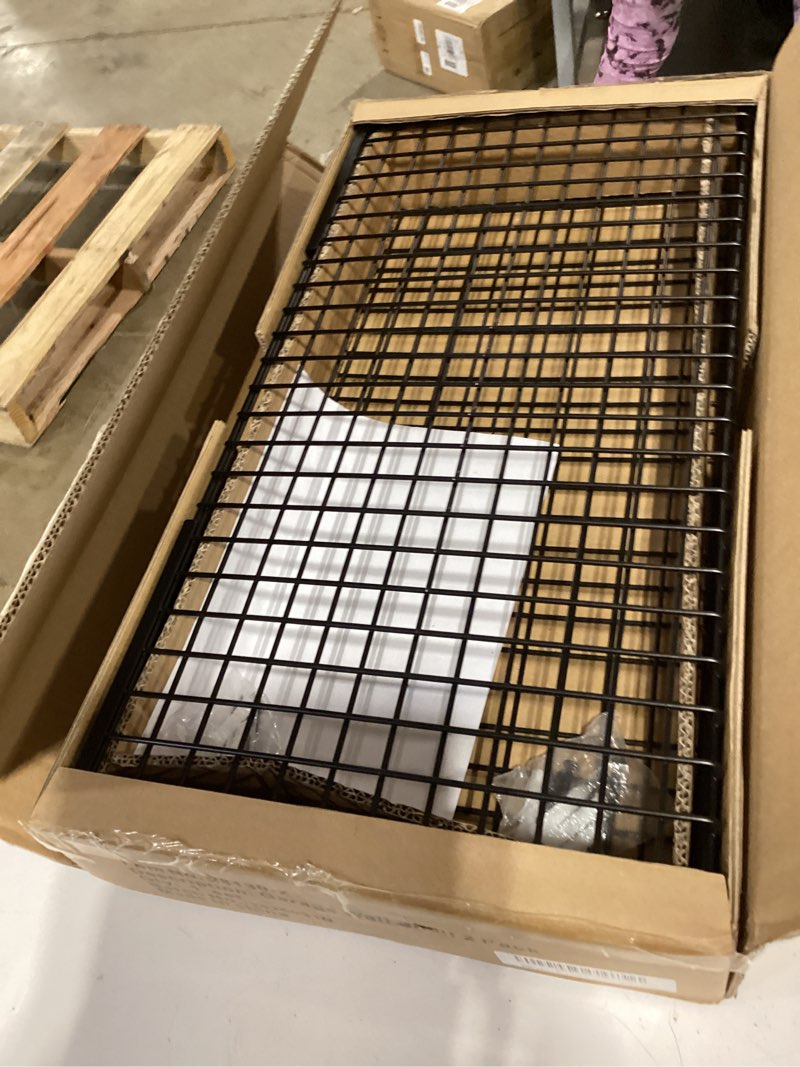 Condition photo showing Good Condition for wallmaster garage wall shelf 2 pack 23.6"x11.8" wall mount heavy duty metal shelves mesh storage rack for garage, office, basement and kithcen, max load 65 lbs (black) black 2pack