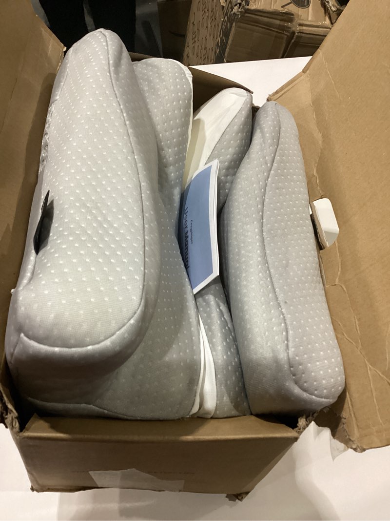 Condition photo showing Good Condition for Ultra Pain Relief Cooling Pillow for Neck Support, Adjustable Cervical Pillow Cozy Sleeping, Odorless Ergonomic Contour Memory Foam Pillows, Orthopedic Bed Pillow for Side Back Stomach Sleeper Grey Queen