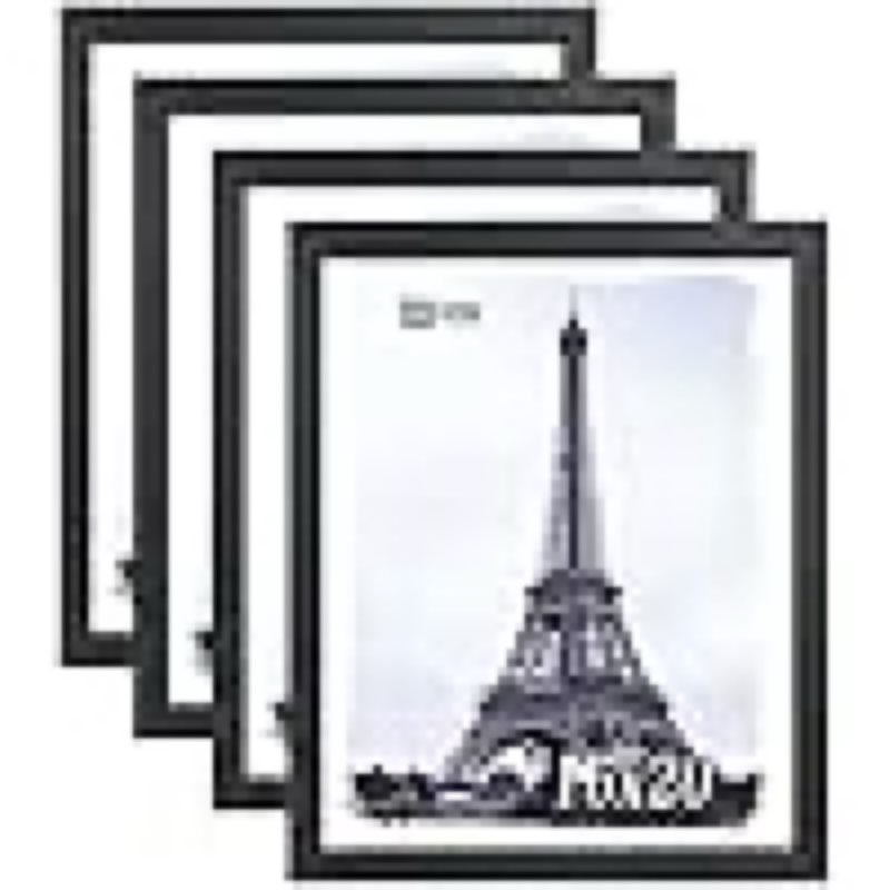 vck 16x20 poster frame 4 pack, black solid wood picture frames with exclusive woodgrain, wall gallery frame