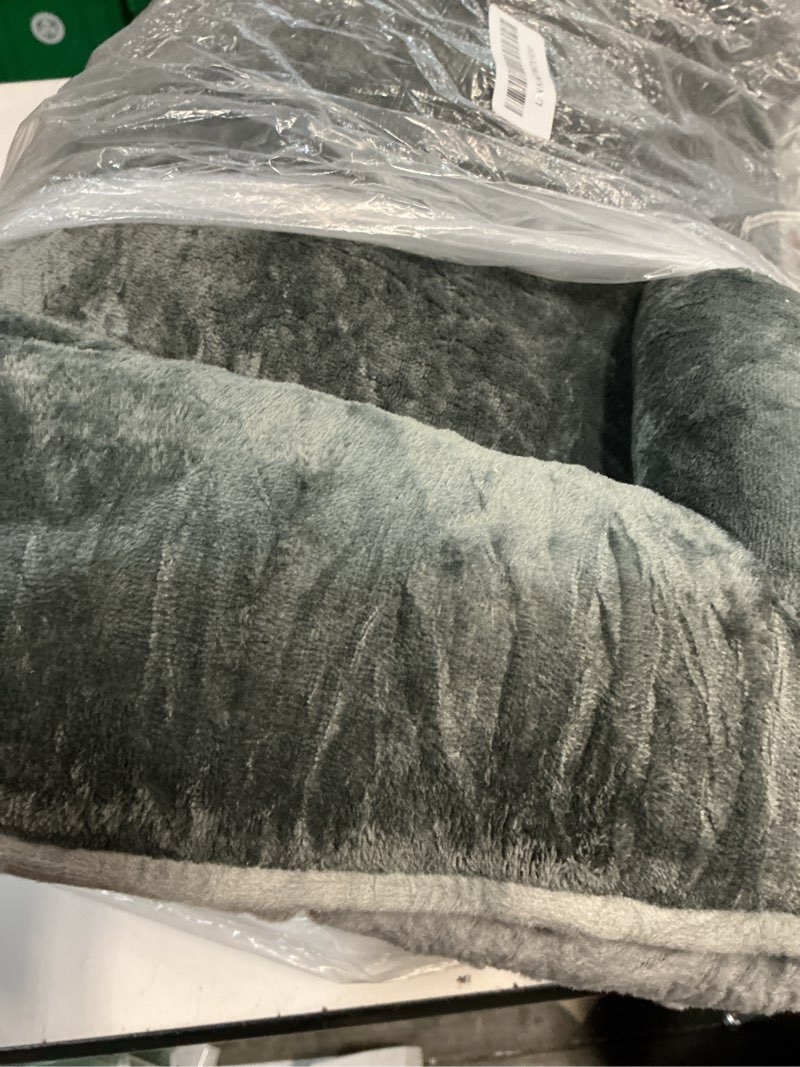Condition photo showing As Is for Orthopedic Dog Bed with Sides - Dog Sofa Beds for Medium Dogs, Supportive Foam Pet Couch Bed with Washable Removable Cover, Waterproof Lining and Non-Slip Bottom, Grey - M 28.0"L x 23.0"W x 6.5"Th Grey