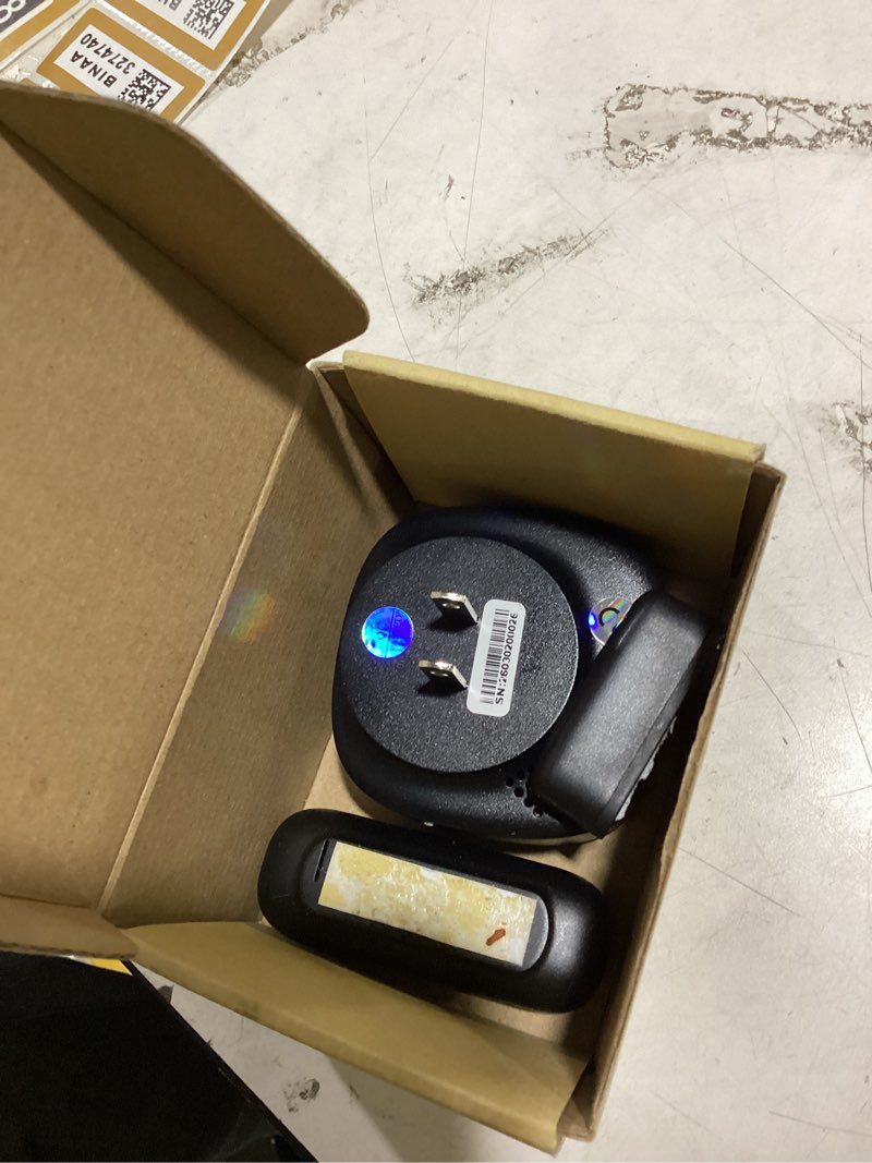 Condition photo showing As Is for door chime, metak wireless door open contact sensor alarm with 500 ft range, 58 chimes and 5 volume levels for business/store/home/office when entering, 1 transmitter + 1 plug-in receiver 1 sensor black