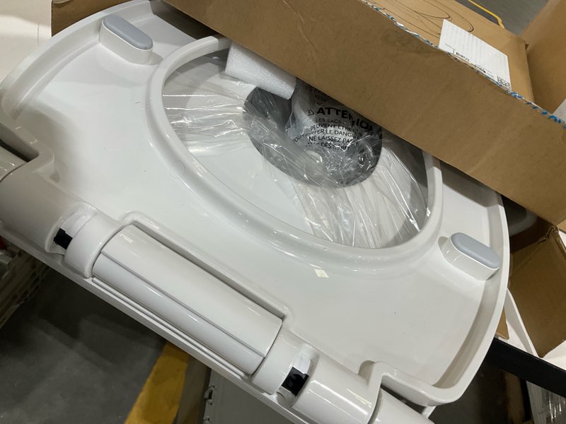 Condition photo showing As Is for quick flip toilet seat with built-in potty & splash guard for toddler training, slow close - jool baby (elongated)