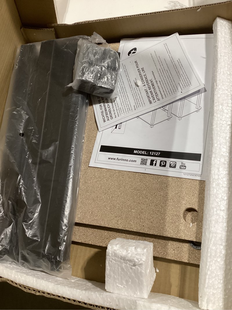 Condition photo showing New/Like New for Furinno SIMPLISTIC Side Table Set of 2, 2-Tier End Table, Nightstand, Night Stand, Bedside Table, Easy Assembly, for Living Room, Bedroom, Espresso Espresso/Black 2-Pack, Plastic Pole