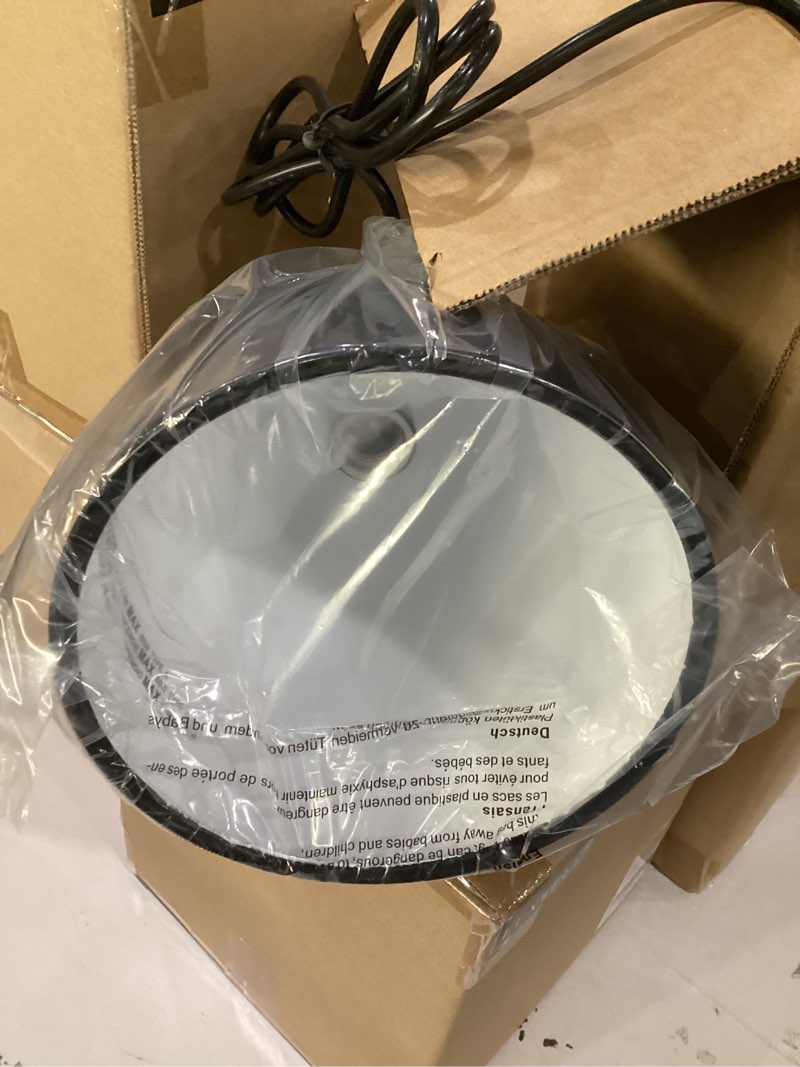 LUXWELL Modern Marble Pendant Light, 8.2"x7.9" Metal Hanging Light Fixture with Faux Black Stone Fin