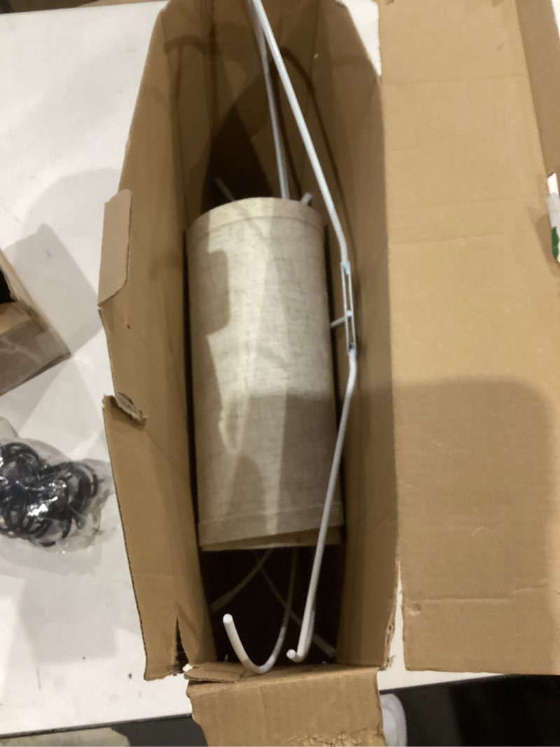 Condition photo showing As Is for outon beige large drum lamp shades for floor lamps, 16" top x16" bottom x 9" high, easy to assemble, replacement linen lampshades for table lamps & bedside lamps (1.65" spider) 16 inch+beige shade