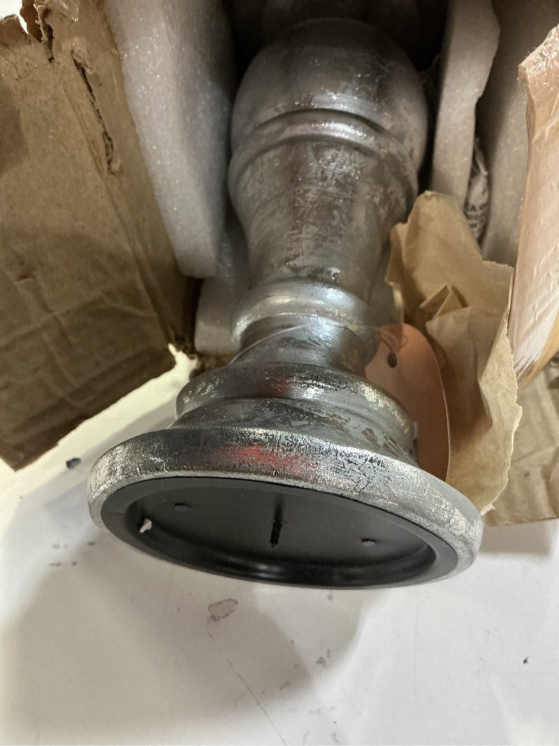 Condition photo showing As Is for Deco 79 Traditional Mango Wood Pillar Candle Holder, Set of 3 10", 8", 6"H, Silver 10" x 4" x 4" Silver