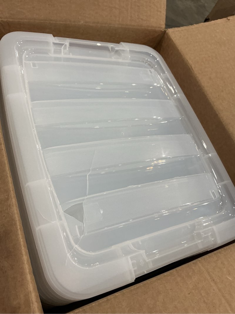 Condition photo showing Good Condition for iris usa 19 qt plastic storage box with lid and latches - 6 pack - bpa-free, see-through organizing solution, durable nestable stackable containers, secure pull handle - clear clear 19 qt 6 pack