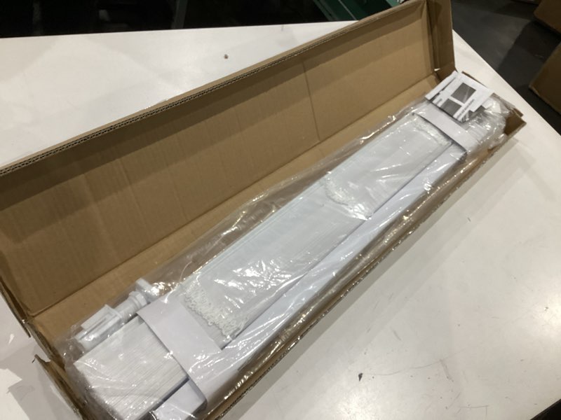 Condition photo showing New/Like New for no tools no drill cordless mini blinds 30" wx 64" h, 1" l-shaped blades, horizontal vinyl blinds for indoor windows, white 30x64in