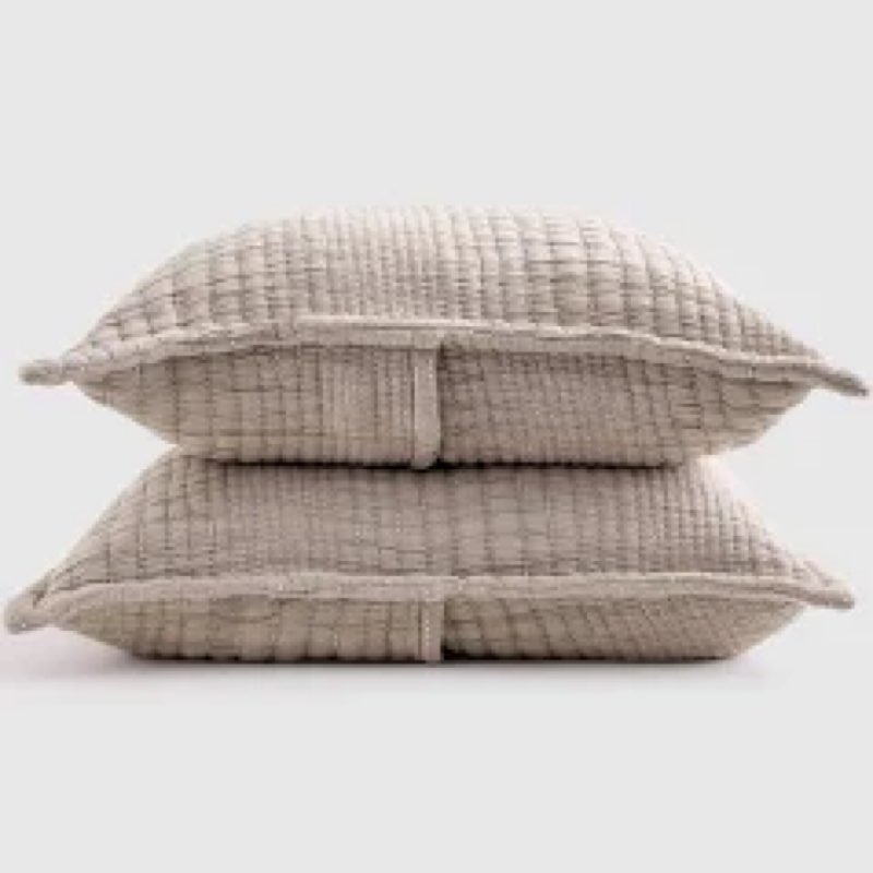 dnu | organic cotton channel stitch coverlet sham, taupe, king/cal king