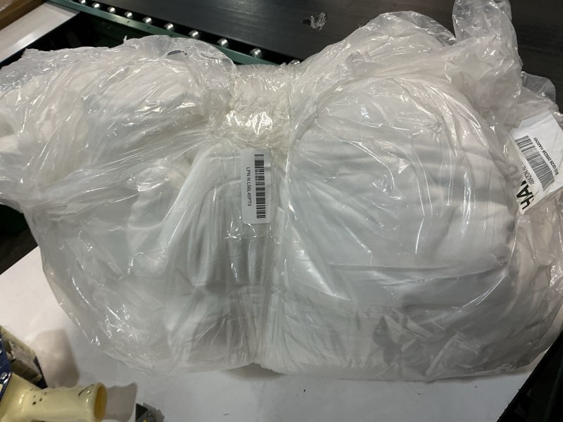 Condition photo showing As Is for Paxrac Classic Pure White Comforter Queen Size, 3 Pieces Boho Comforter Set, Lightweight Solid Bedding Set, All Seasons Soft Breathable Queen Comforter Set (90x90In Comforter & 2 Pillowcases) White Queen (90''x90'')