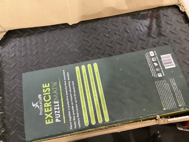 Condition photo showing New/Like New for prosourcefit exercise puzzle mat ½-inch, eva interlocking foam floor tiles for home gym, workout equipment, kids play areas, black, 24 sq ft - 6 tiles