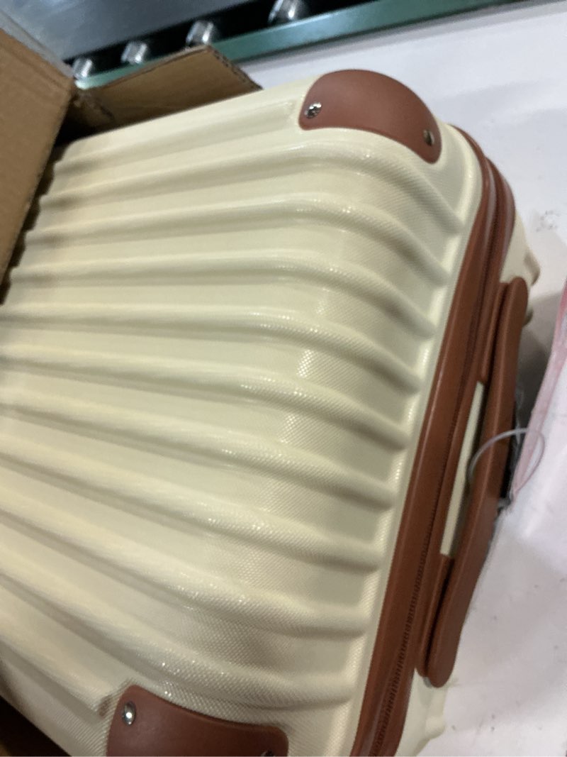 Condition photo showing Good Condition for cosbarn carry on luggage sets 3 piece, 20 inch luggage 22x14x9 airline approved with wheels and tsa lock, abs lightweight hardshell travel suitcase set with duffel bag travel bag for men women beige