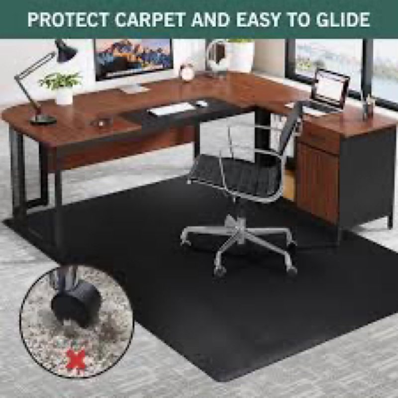large office chair mat for carpet, 46'x 60\" anti-slip waterproof desk chair mat for rolling chairs, heavy duty vinyl computer floor protector, easy glide floor mat for work, home office, gaming