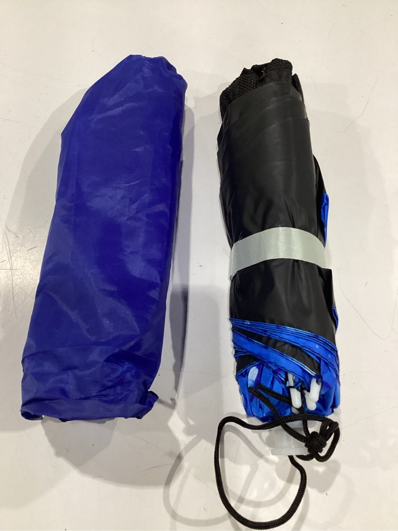 Condition photo showing New/Like New for umbrella hat, 37 inch fishing umbrella hat hands free foldable uv protection umbrella cap adjustable headwear for fishing golf camping beach gardening sunshade outdoor water drop blue