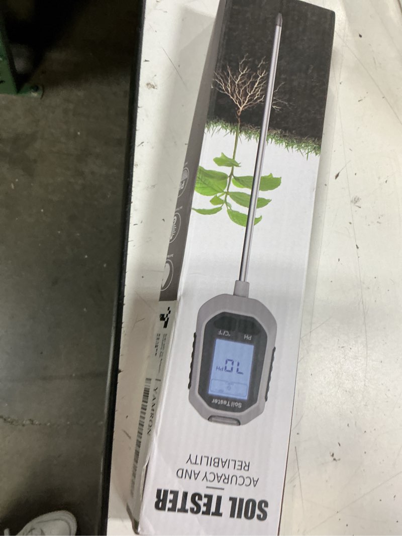 Condition photo showing New/Like New for yamron 4-in-1 soil moisture meter, digital plant temperature/soil moisture test & ph meter/sunlight intensity, backlight lcd display for gardening, farming and outdoor plants